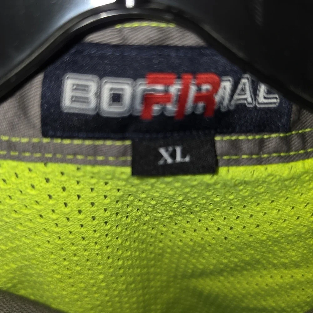 Bocomal Flame Resistant FR Work Shirt Men's XL Charcoal Gray Hi-Vis CAT 2